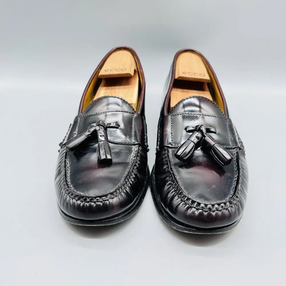 Cole Haan Shoes Mens 11.5 Burgundy Leather Tassel Loafers Dress Moc Toe Slip On
